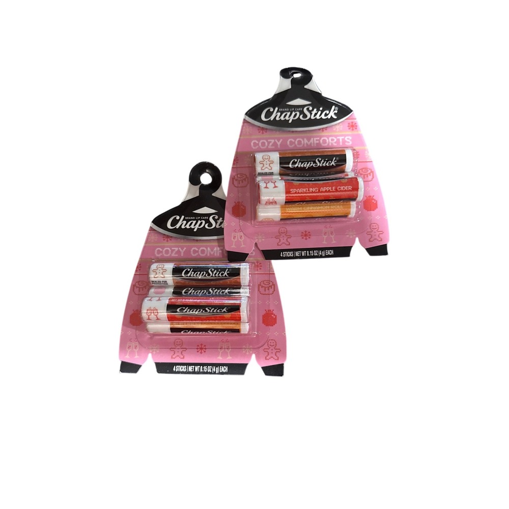 ChapStick Cozy Comforts Lip Balm‎ 2 Pack 8 Sticks Total Gingerbread Apple Cider